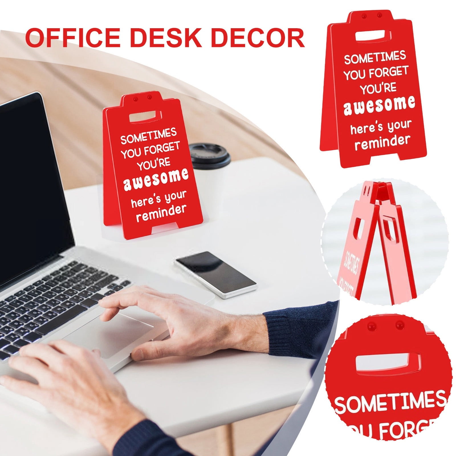 Inspirational Wooden Desk Plaque With Easel - 5.1" Office Decor, Mental Health Gift For Coworkers