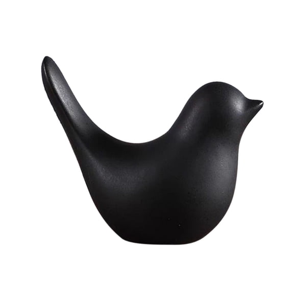 Desktop Ornament Desigable White-Black Ceramic Bird Figurine for Modern Living Room Minimalist Home Table, 6.6x3.8x7.6 cm, BlackS