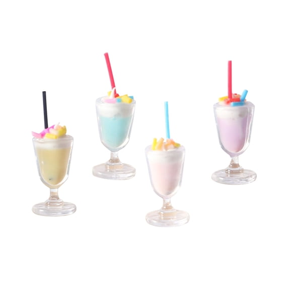 Desktop Ornament - Doll Ice Cup Miniature Food Play Package Model Shooting Props Set Decoration for Desktop Display 4PCS
