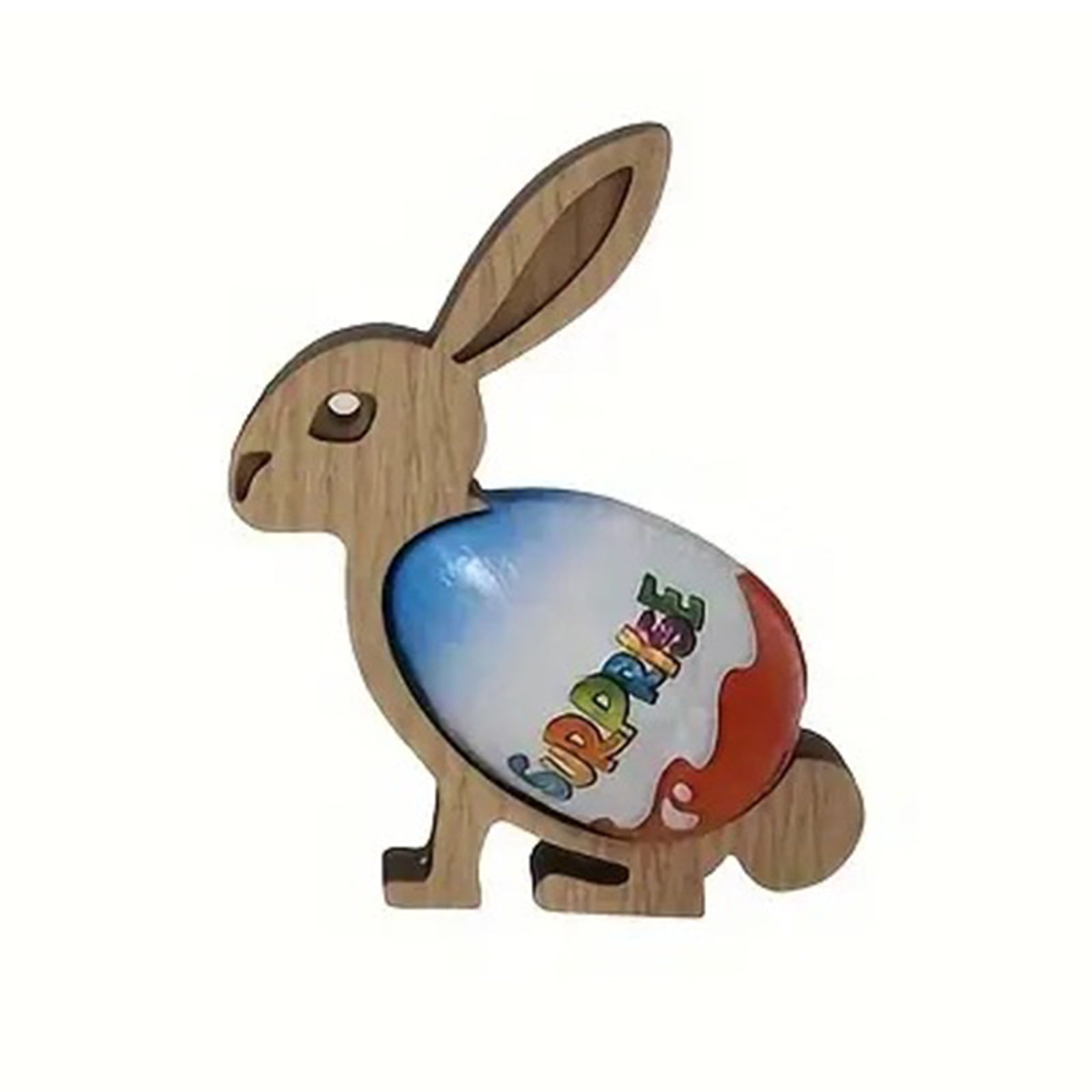 Desktop Ornament Easter Bunny Shaped Wooden Decorations Easter Stuffing Decorative Egg Holder