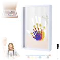 thumbnail image 1 of Desktop Ornament,Family Handprint Kit Family Ideas Keepsake Frame DIY Colorful Craft Kids Art Frame With 5 Paint Colors Personalized Familys For New Parents 5ml, 1 of 8