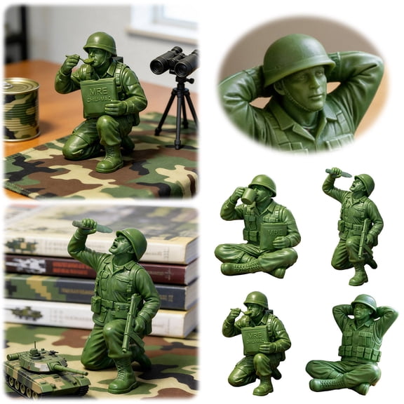 Desktop Ornament Funny Green Man Figures for Desktop Display with Classic Soldier Style Statue for Themed Parties and Home