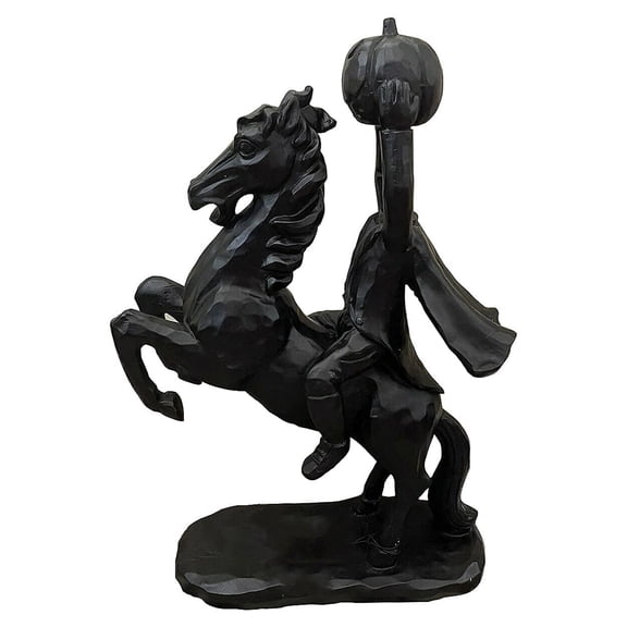 Desktop Ornament Headless Horseman Resin Statue for Halloween Dcor Marvelous Desktop Display Piece, 22x12x9 cm, Black