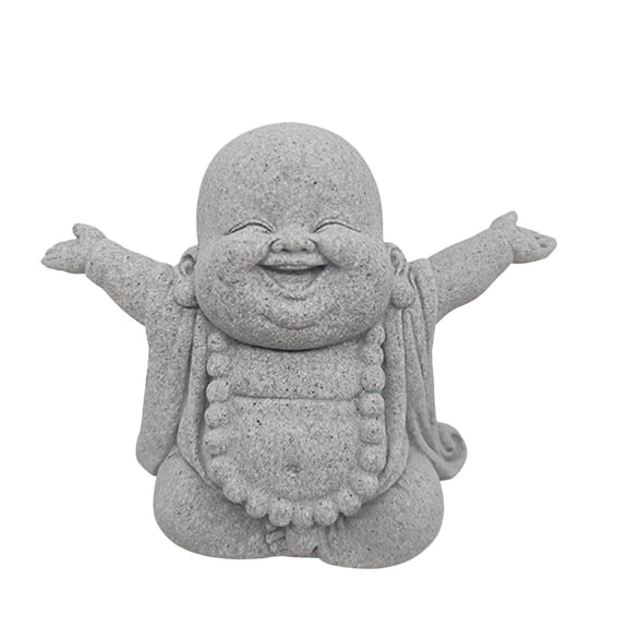 Desktop Ornament for Home and | Buddha Statue Funny Little Buddha Stone Figurine for Desktop Décor in Living Room Bedroom Aquarium Garden and More, 10.5x7.5x5.5 cm, Gray