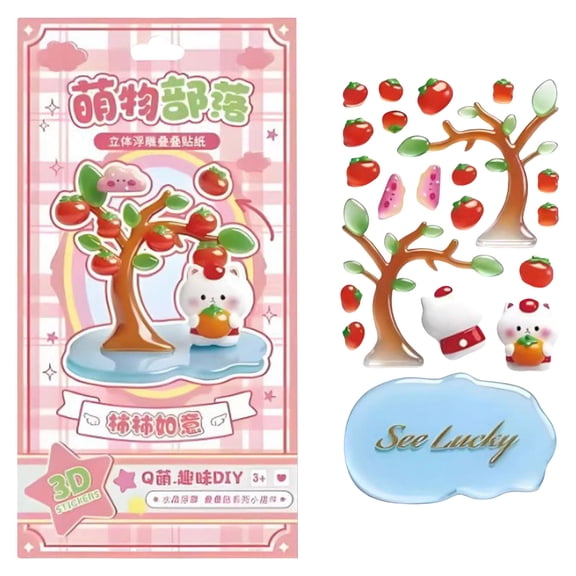 Desktop Ornament Making Kit Crystal Stacked 3D Building Stickers Cartoon Puffy Resin Decor Stickers