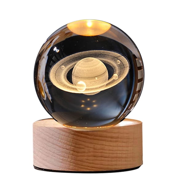 Desktop Ornament, Ongmies Bring The 3D Solar System Crystal to Your Home Showing The Mysterious Universe to You and Your Family, Desktop Ornament, 1X3D Planet Crystal Ball, 1X Base
