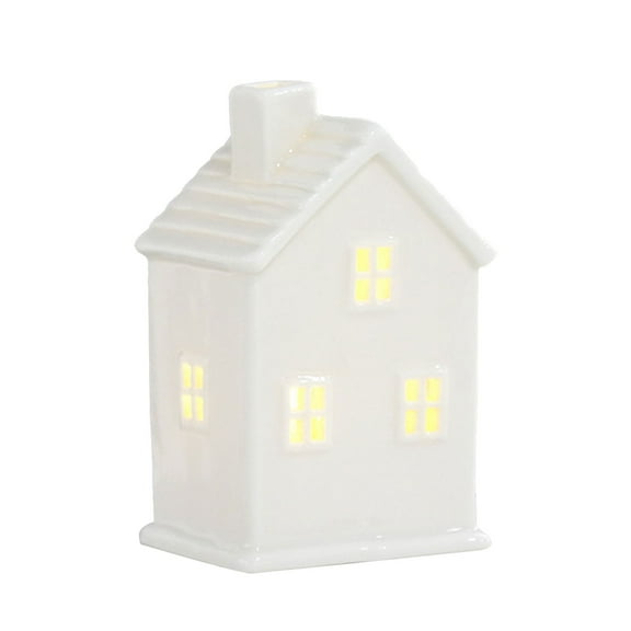 Desktop Ornament - Plastic Decorative Ornaments - Ceramic Christmas Village Christmas Village Accessories White Winter Village Led Light Porcelain Tabletop Christmas Figurine - 1X Ornament