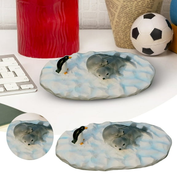 Desktop Ornament Seals Penguin Ice Sculpture Home Elegant Modern Design for Desk Shelf Display