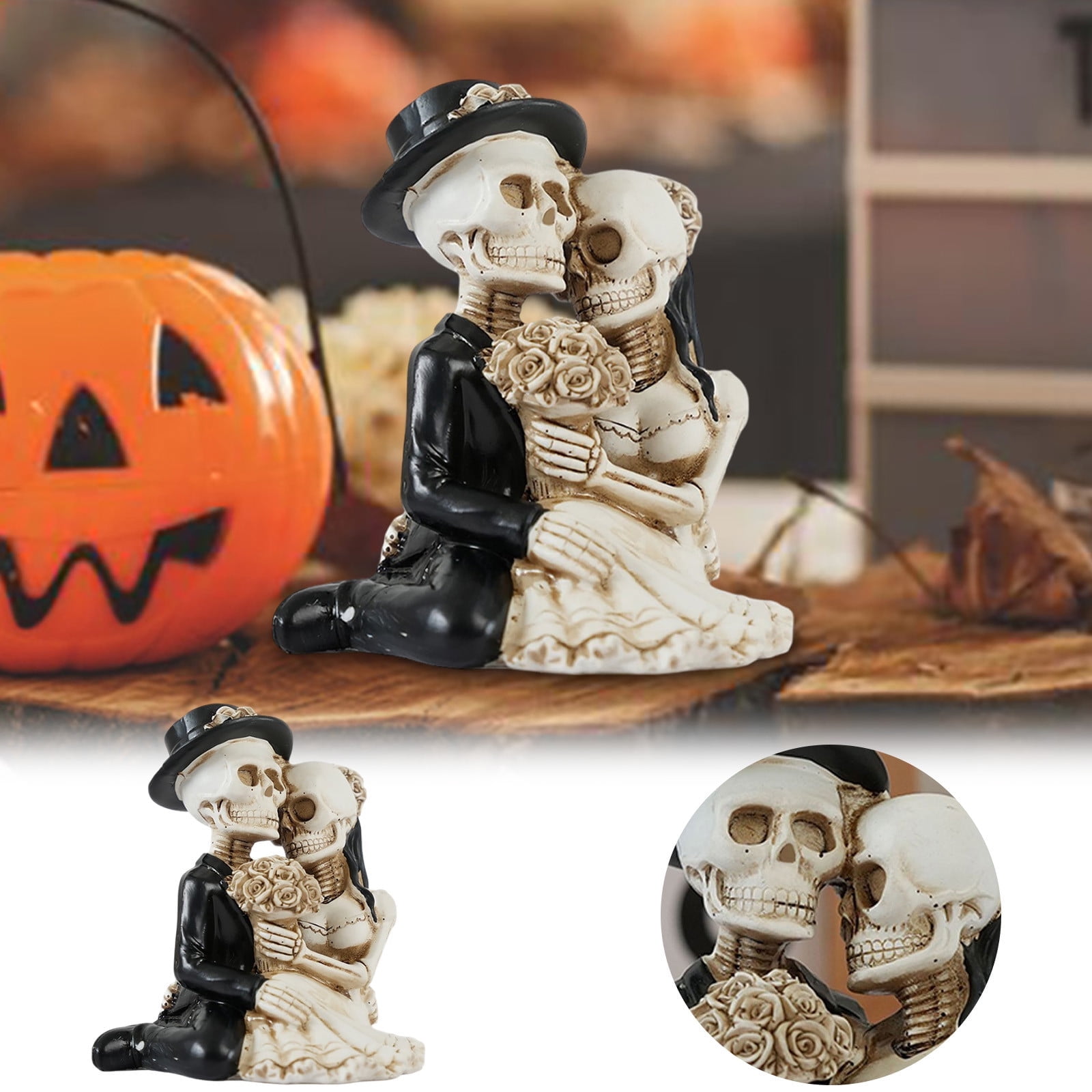 Desktop Ornament Skeleton Bride And Groom Statue 10 Inch Resin ...