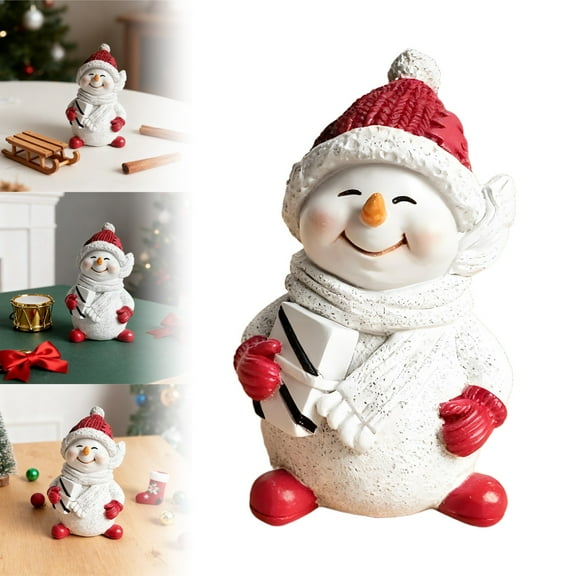 Snowman Resin Figurines for Desktop Display Home Tabletop Decorative Ornament