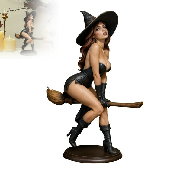 Desktop Ornament Spellbound Beauty Sexy Witch Bookshelf Figurine Halloween Decoration Gothic Home for Collectors and Giving