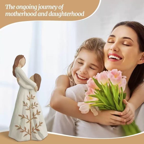 Desktop Ornament, Texture Mother-Daughter Embrace Symbolizing Family Ties Synthetic Resin Hug Sculpture