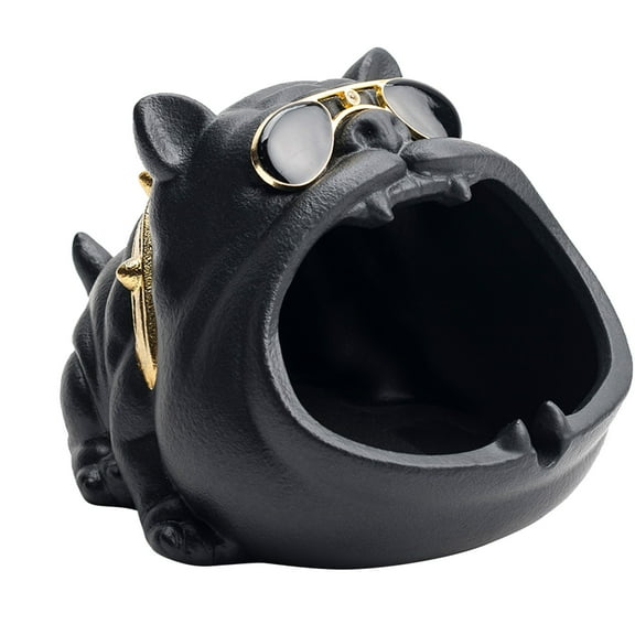 Desktop Ornament - - Tray Ceramic Decorative Windproof Large Tray Dog Trays for Fathers Gift Outdoor Tray for Home Office Decoration Black - 1X Ashtray