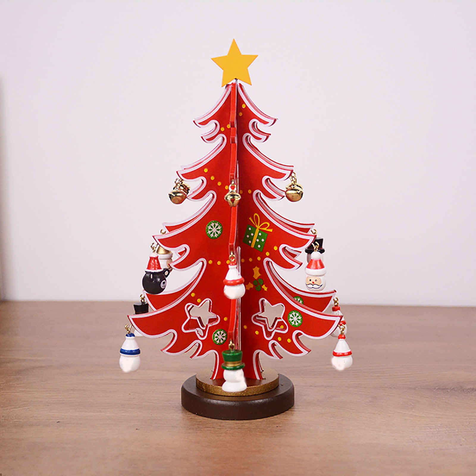 Desktop Ornament Wooden Christmas Tree Tabletop Decoration Mini