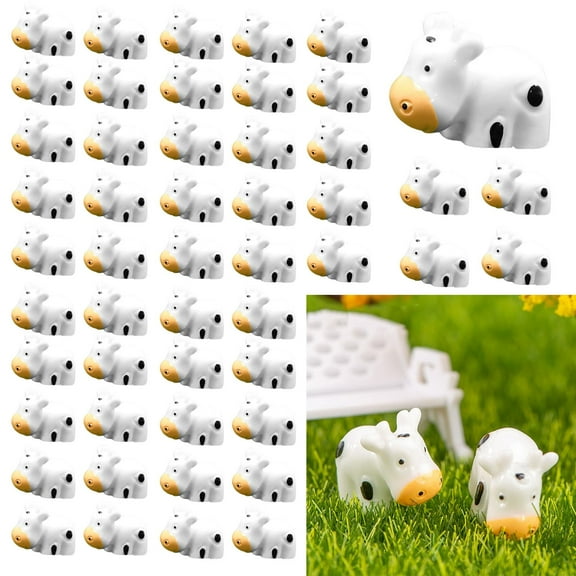 Desktop Ornament for DIY Fairy Garden Miniature Figurines Set of 50 Micro Cows Resin Desk Display 50PCS