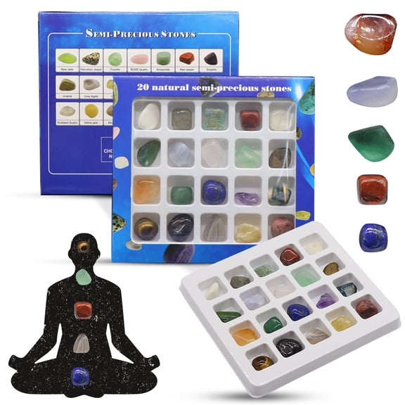 Desktop Ornament for Home Balancing Meditation Stones Set of 20Polished Thumb Stones Worry Elegant Desk