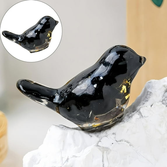 Desktop Ornaments,Bird Figurines Collectible Miniature Resin Glass Decorative Gravel Birds Art Animals Figurines For Desktop Home Decor Paperweight