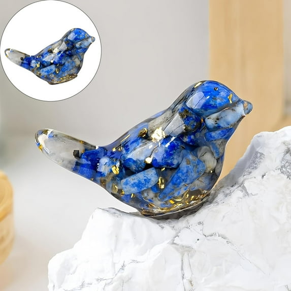 Desktop Ornaments,Bird Figurines Collectible Miniature Resin Glass Decorative Gravel Birds Art Animals Figurines For Desktop Home Decor Paperweight