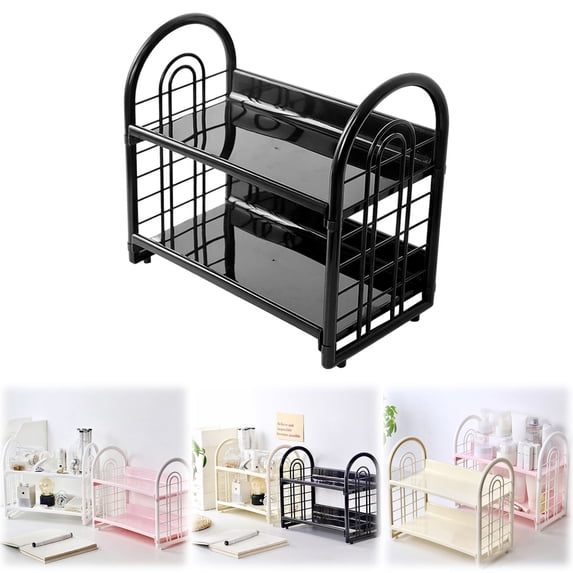 Desktop Ornaments,Double Layer Desktop Storage Rack Desk Bookshelf Organizer 2 Tier Hollow Tabletop Shelf For Dormitory Sturdy Plastic Desktop Storage Shelf With Des