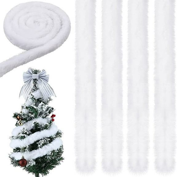 Desktop Ornaments For Home,Christmas White Pelt Ribbon Trim Artificial Furry Stripe Roll Accessory Christmas Tree Garland Christmas White Ribbon Decoration For Christmas Tree Wreath Embellishment