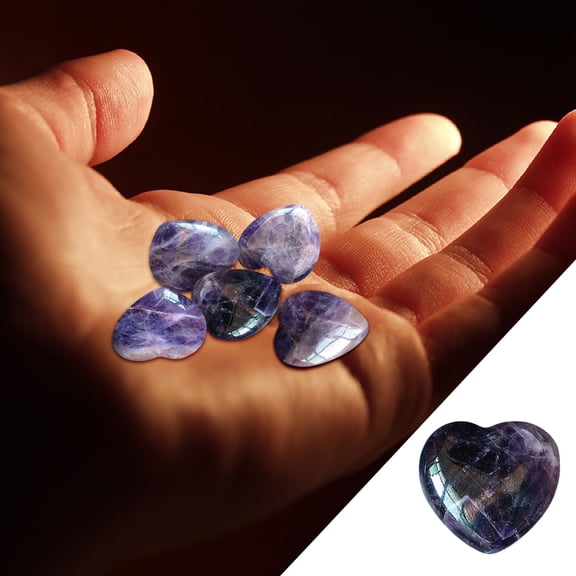 Desktop Ornaments,Natural Dream Amethyst Flower Amethyst Heart-Shaped Love Ornaments Rough Polished Crystal Crafts