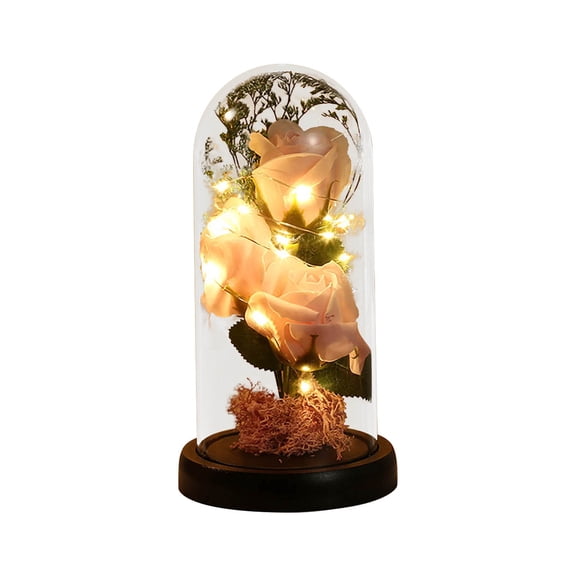 Desktop Ornaments,Valentine'S Day Gift Rose Decoration Transparent Acrylic Cover Light Emitting Decoration Creative Light Emitting Glass Cover Decoration