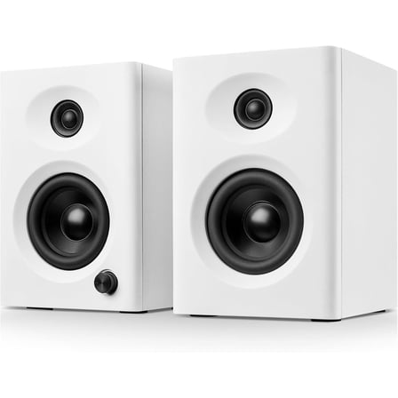 for Desktop PC, 60W Bluetooth Surround Sound Speakers with Bass, Compact Active Bookshelf Speakers for Office, Monitors, Laptop, Gaming, TV, Gifts (White, Pair)