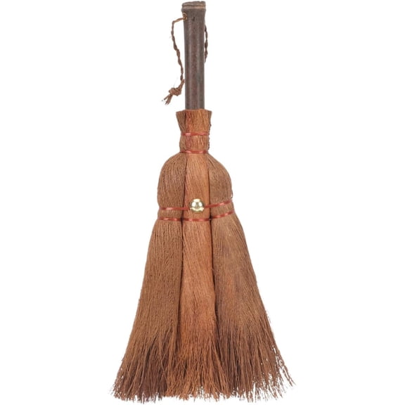 Desktop Palm Broom 11.4 Inch Small Handheld Dust Brush with Natural Fiber Bristles for Kitchen Office Table Cleaning