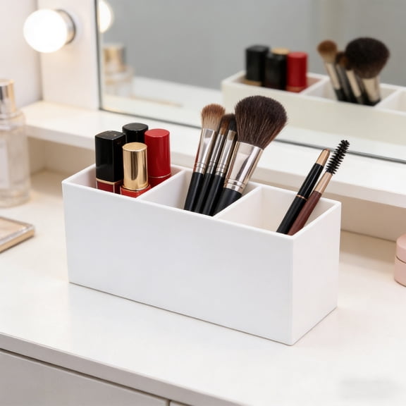 Desktop Pen Holder Organizer Storage Box • Multi Functional Compartment Organizer Case • Cosmetic Makeup Brush Holder • Home Office Desk Supplies