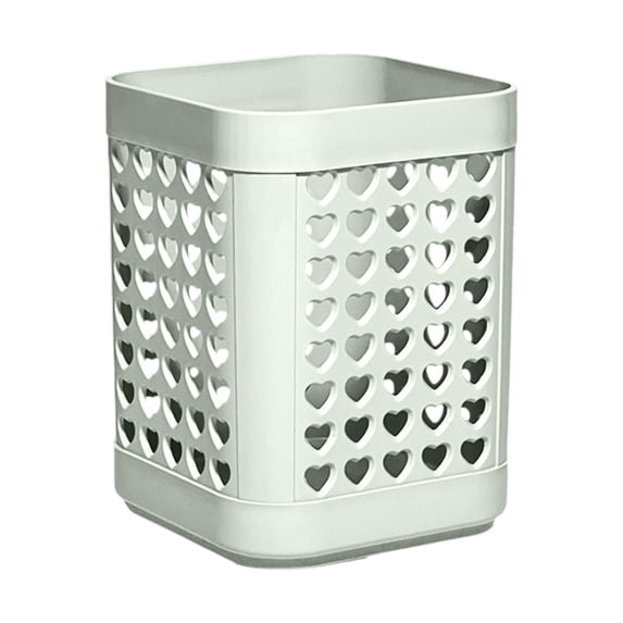Desktop Pencil Holder,Plastic Pen Cups for Desk,Hollow Square Pencil Baskets,Plastic Square Pen Holder,Desktop Stationary Storage Organizer,Makeup Brush Storage Organizers for Office Home,White