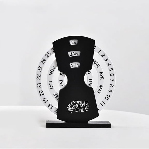 Desktop Perpetual Calendar, Modern Ring Date Calendar,Disc Manual Rotating Block Calendar