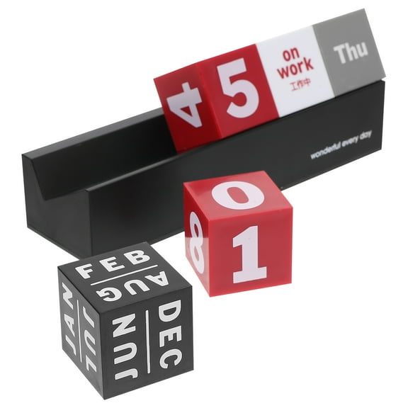 Desktop Perpetual Wood Calendar Wooden Cubes Calendar Perpetual Date Display Calendar Block