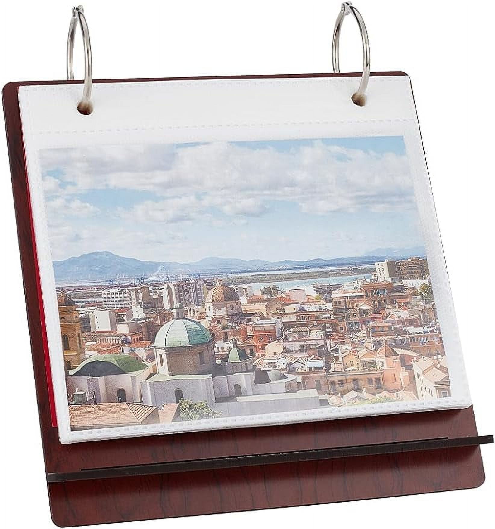 Desktop Photo Album Wood Tabletop Flip Calendar Style Photo Frame Stand