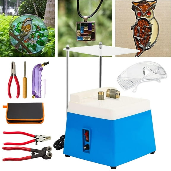 Desktop Power Stained Glass Grinder & Start-up Tool Set, 4200RPM Glass Grinder Diamond with 5/8'' & 1'' Grinder Bits, for Art DIY Grinding Shaping Machine Tool