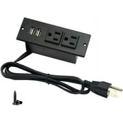 Desktop Power Strip with 2 Outlets 2 USB 2.1A Insert Mounting Built in Desk Table Sofa Cabinet Nightstand