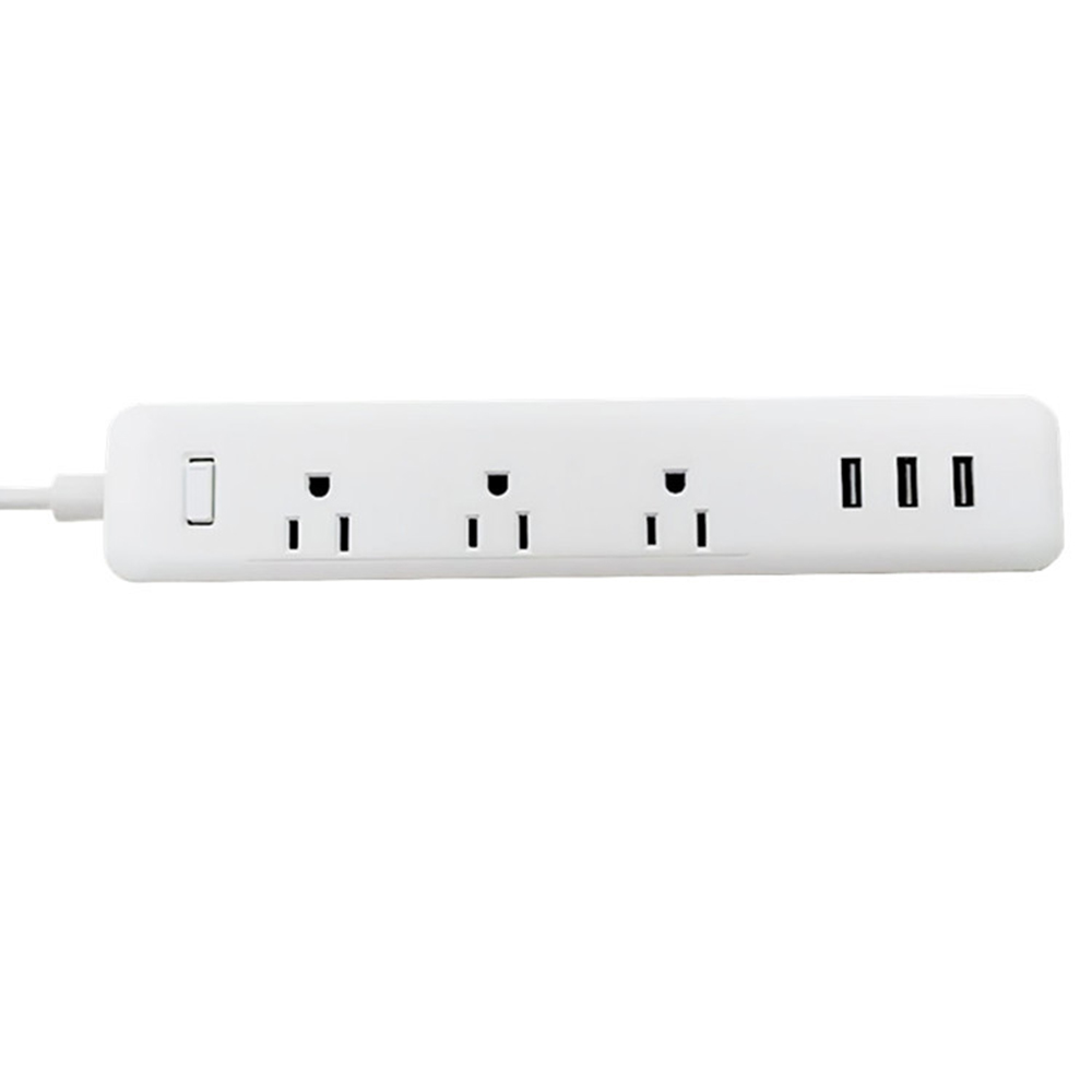 Desktop Power Strip with 3 Outlet 3 USB Ports , Flat Plug and Long