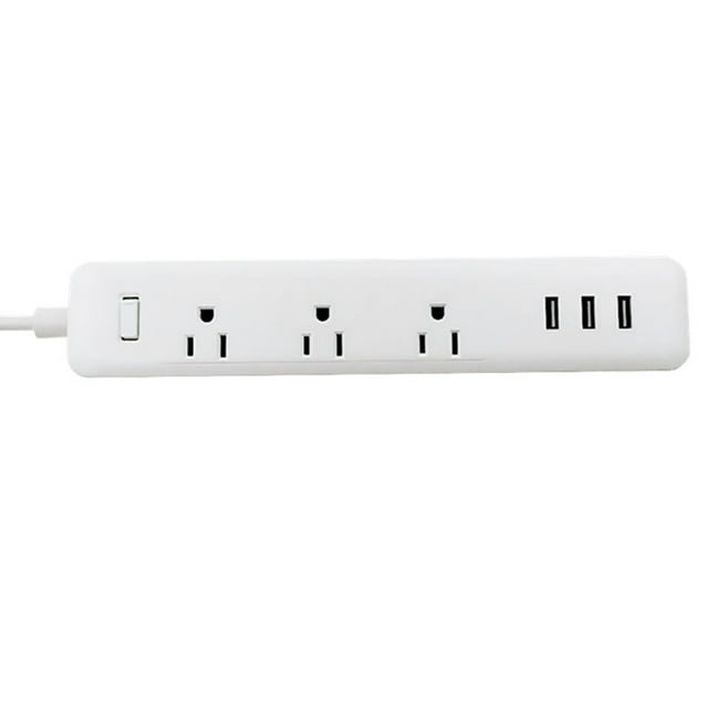 Desktop Power Strip with 3 Outlet 3 USB Ports , Flat Plug and Long