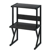 Desktop Printer Stand with 3 Tier Wood Storage Shelves,Under Desk Printer Table,Multi-Purpose Home Office Desk Organizer for Fax Machine, Scanner (Black)