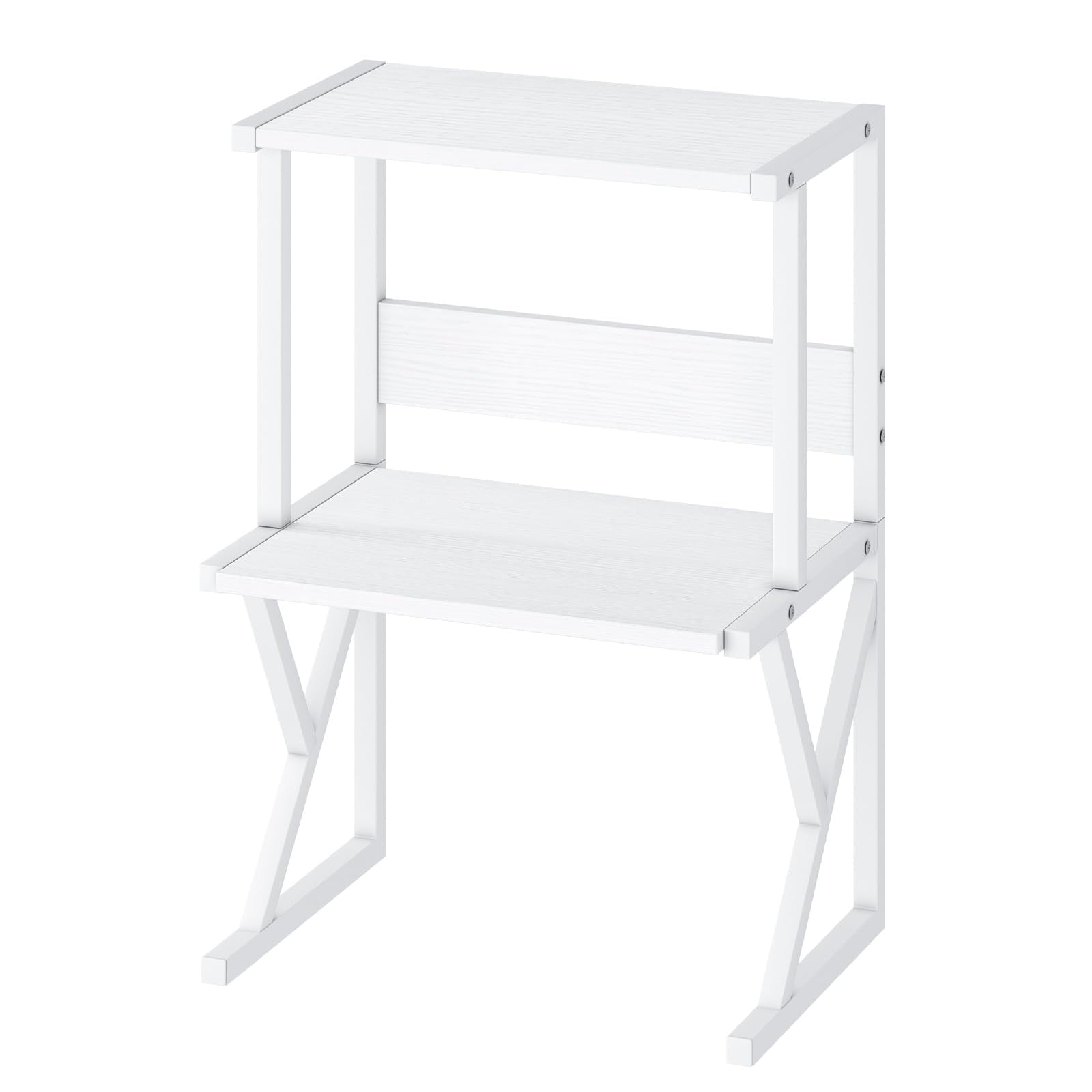 Desktop Printer Stand with 3 Tier Wood Storage Shelves,Under Desk Printer Table,Multi-Purpose Home Office Desk Organizer for Fax Machine, Scanner (White)