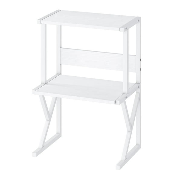 Desktop Printer Stand with 3 Tier Wood Storage Shelves,Under Desk Printer Table,Multi-Purpose Home Office Desk Organizer for Fax Machine, Scanner (White)