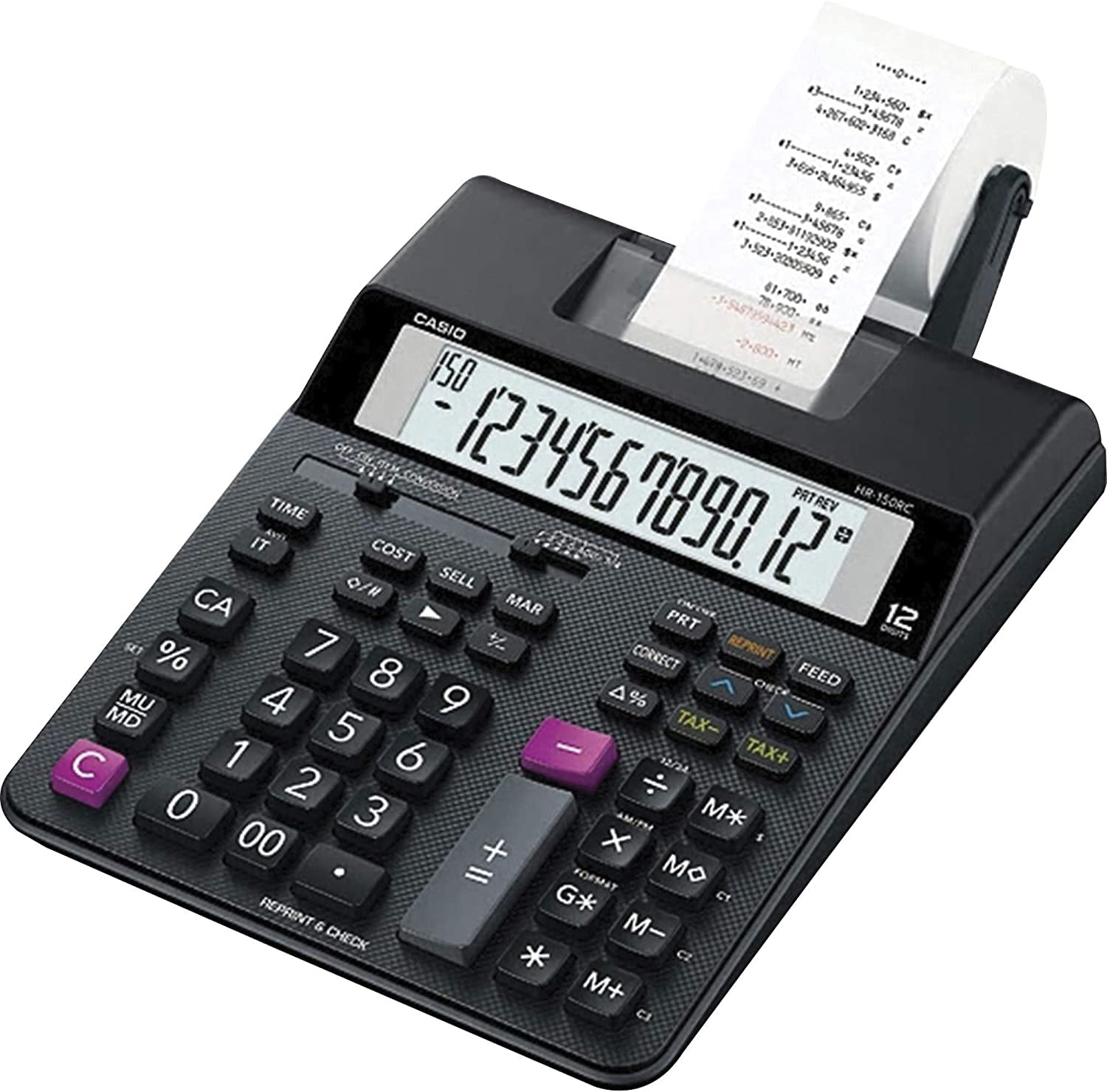 Desktop Printing Calculator with Dual-Color Print & 150-Step Check | Cost/Sell/Margin, Tax & Calendar | New Version of HR-150TM | Ideal for Accounting & Retail