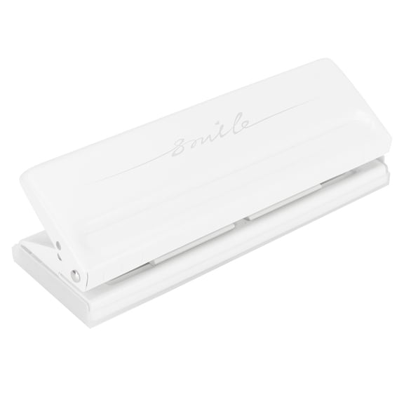 Desktop Puncher for Six Ring Binder, Adjustable Metal Hole Puncher Ensures Smooth Cutting for Planner Inserts, Portable Design for On-The-Go Organization (White)