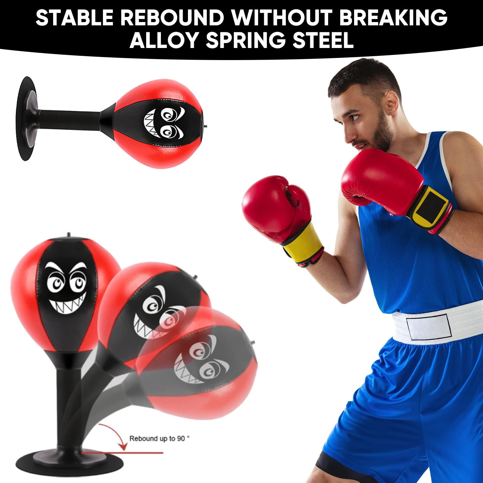 Desktop Punching Bag Desk Punch Ball with Strong Suction Cup Heavy Duty Stress Relief Boxing Ball Inflatable with Air Pump for Office Home