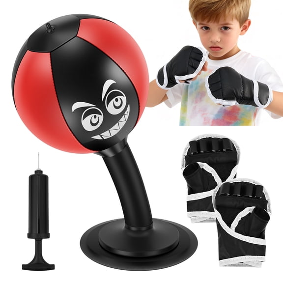 Desktop Punching Bag,Rage Bag, with Double Suction Cup Base for Stress Relief, Upgraded Spring & Durable Tabletop Boxing Ball for Office or Home, Fun Gift for Men, Women & All Ages(Black Red)