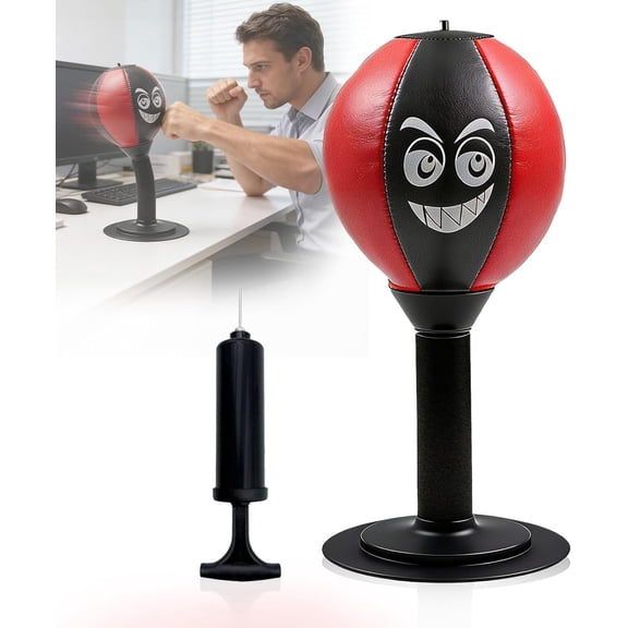 Desktop Punching Bag with Suction Cup Base, Steel Spring Boxing Ball for Office & Home Stress Relief & Fun Exercise for Adults & Kids Ideal Gift for Coworkers Friends