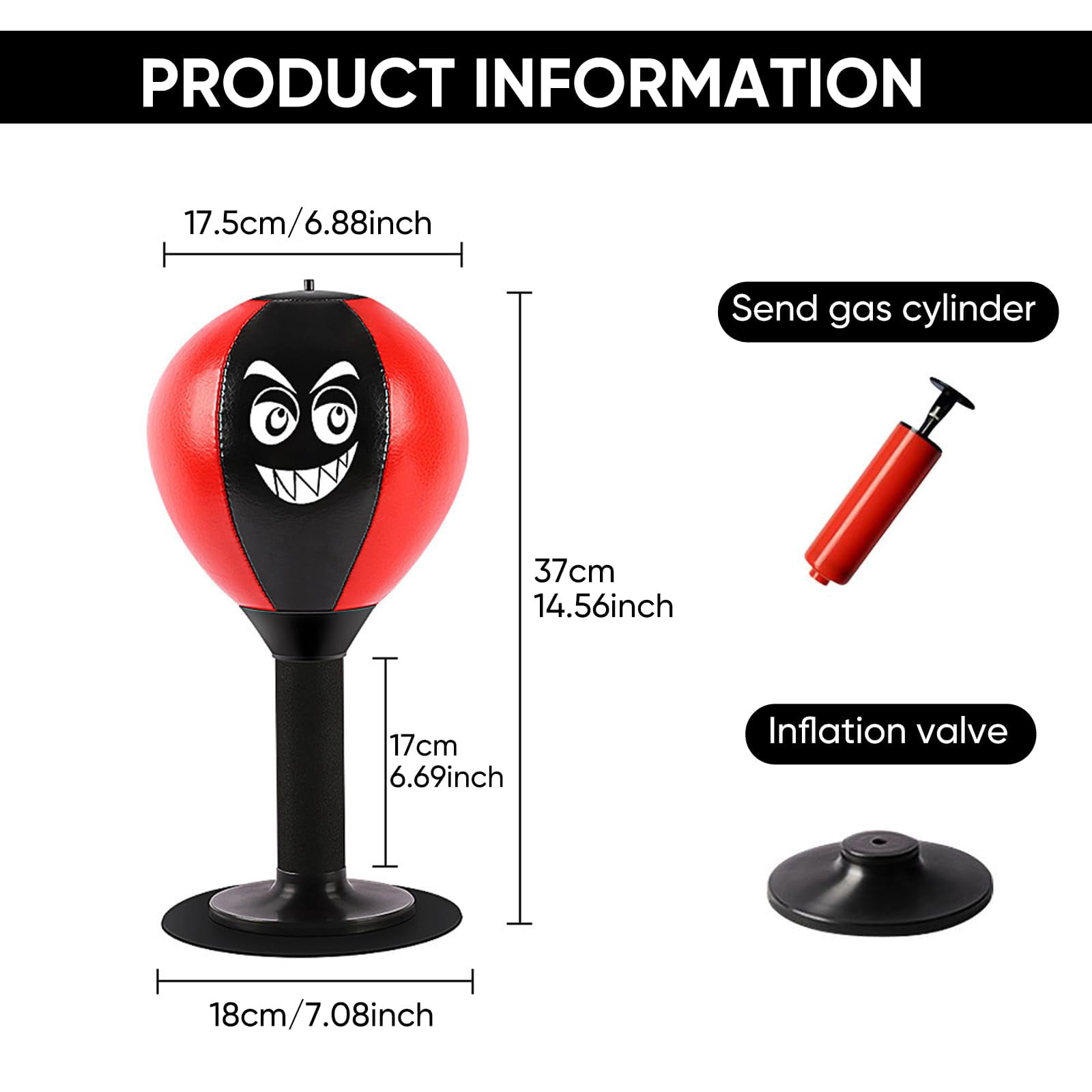 Desktop Punching Bag Suction Cup Punch Ball for Office Desk Glass Tile Heavy Duty Stress Relief Boxing Ball with Pump for Adults