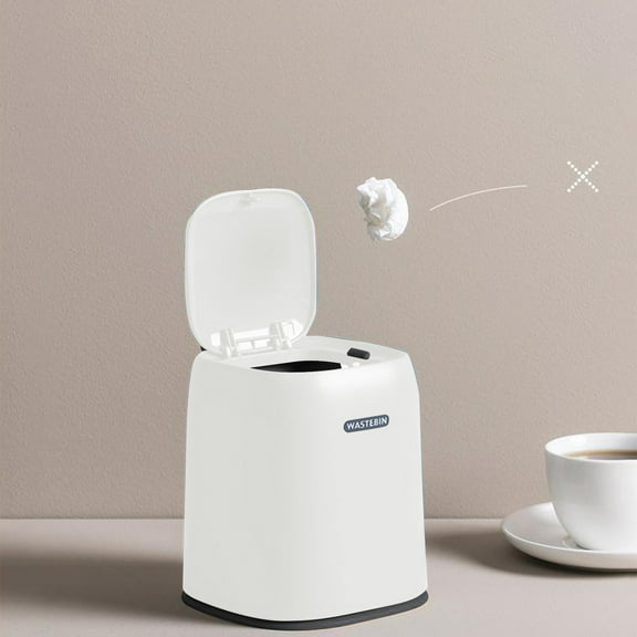 Desktop Push Lid Wastebasket,Leak-Proof Mini Trash Can with Odor Control,Detachable Inner Bin,Compact Stylish Design for Car,Vanity,Office Desk,Bedroom,Living Room or Travel Use-Free Size