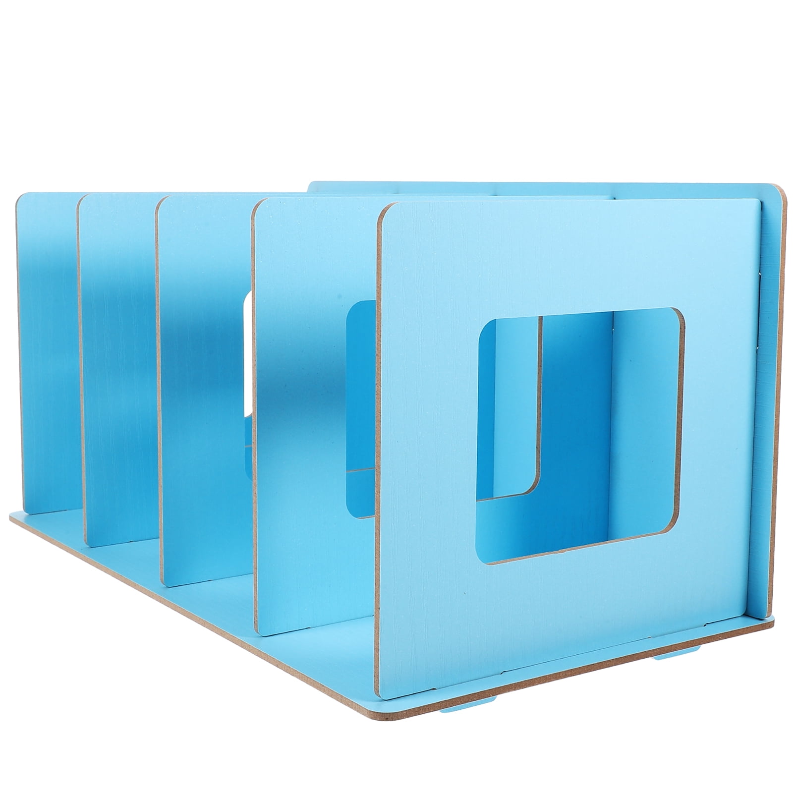 Desktop Rack Home Book Stand Shelf Divided Wood Display Office Upright