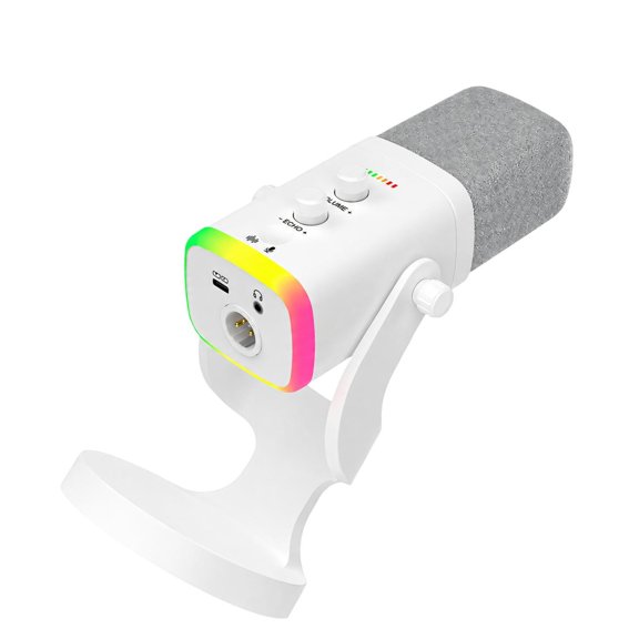 Desktop Recording Microphones with USB Digital and XLR Analog Sound Way, Real-Time Headphone Monitoring, On-Mics Controls, and LED Lighting