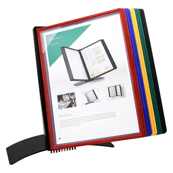 Desktop Reference System - Letter Size, 20 Sheet Capacity - Metal Base & Polypropylene Pockets - Office Document Organizer